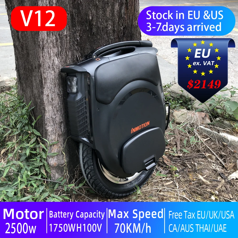 New Inmotion V12 Electric Unicycle 16" Tire Max 70Km/h 1750Wh 2500W Motor 100V Powerful Nimble Monowheel Free VAT