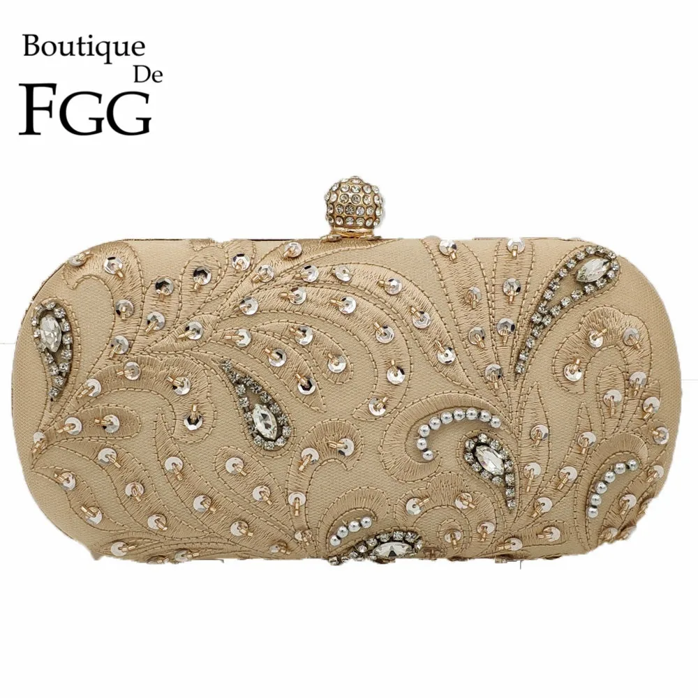 Женский винтажный клатч Boutique De FGG вечерняя сумка с блестками и кристаллами