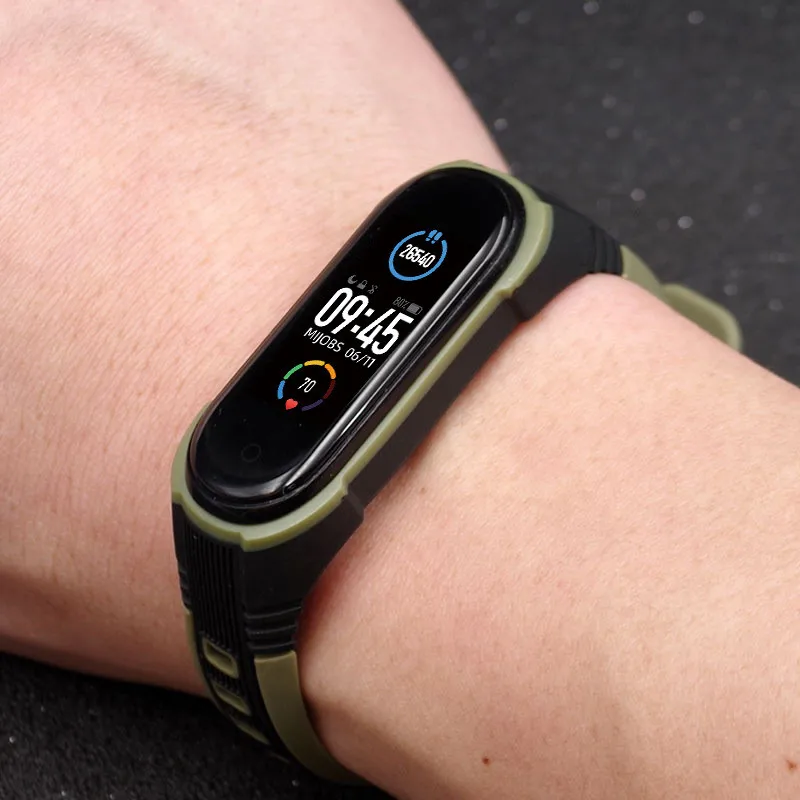 Модный ремешок для Mi Band 3 4 5 дышащий нейлоновый спортивный силиконовый сменный