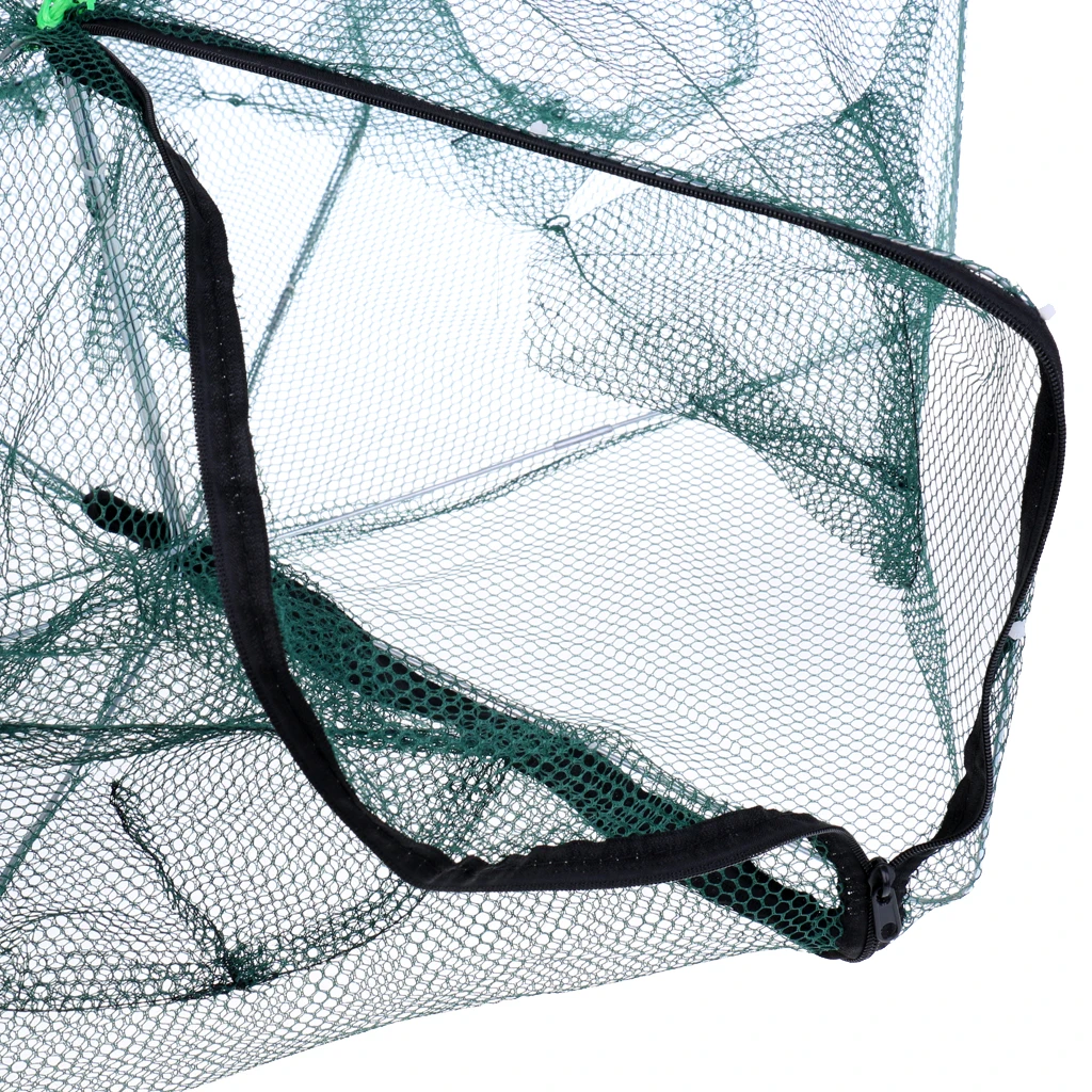 

4 Foldable Fishing Crab Net Trap Cast Dip Cage Fish Prawn Shrimp Net 6 Holes