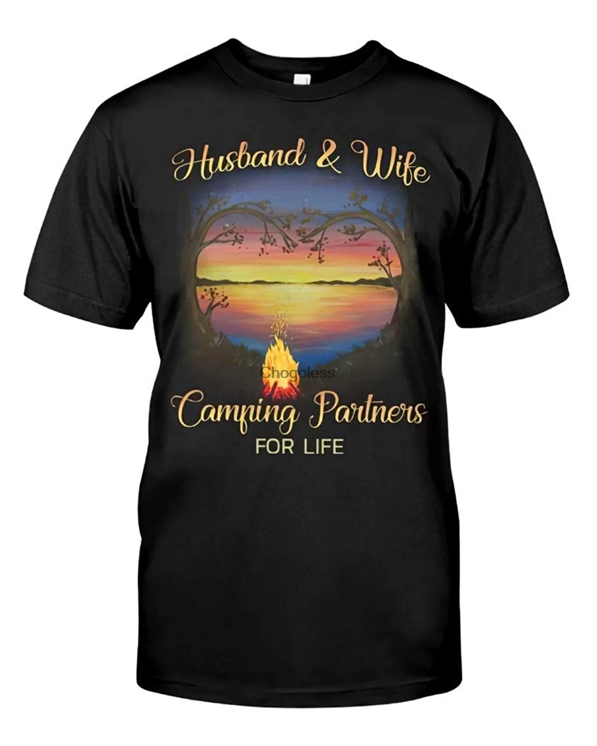 Футболка унисекс с коротким рукавом для кемпинга принтом в виде сердца дерева