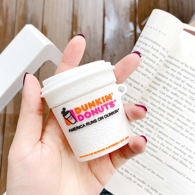 

Hot Brand Dunkin Donuts coffee Cup 3D Case For AirPods 1 2 pro Charging Box Silicone Wireless Bluetooth Earphone Protect Cover