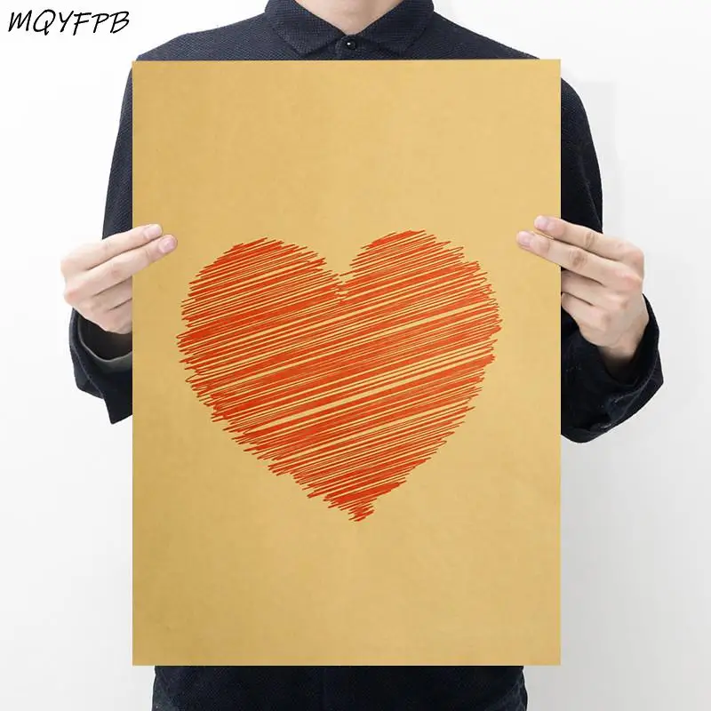 

Sketch love Kraft Paper Poster Home Room Bedroom Wall Decoration Painting Core 50.5x35cm