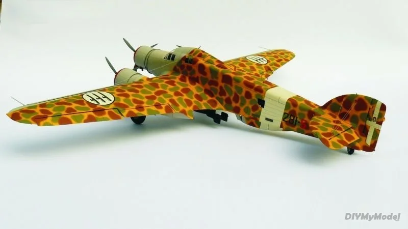 DIYMyModeI-rompecabezas italiano de sparrow hawk, modelo de papel de bombardero mediano, bricolaje, artesanal, hecho a mano juguete, accesorios de pel&iacute;cula, sm.79-2