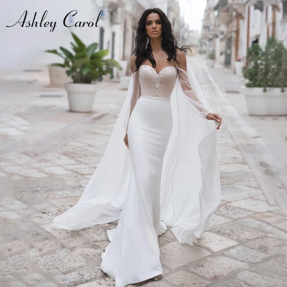 Свадебное платье Эшли Карол Русалка 2021 романтичное шифоновое свадебное без