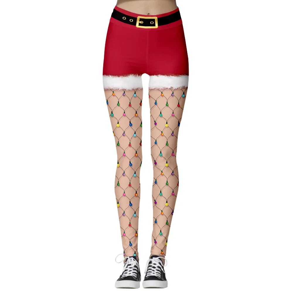 

Christmas Costume Women Casual Sports Hot Pants Stretch 3D Printed Pants Tights Elastic Hip Raising Leggings Fitness Pants