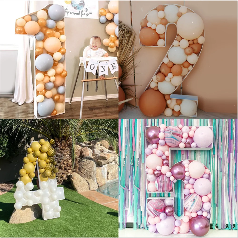 

1Pc Number Balloons Mosaic Stand Heart Wine Bottle Elephant Balloon Frame DIY Filling Box Wedding Baby Shower Party Decorations