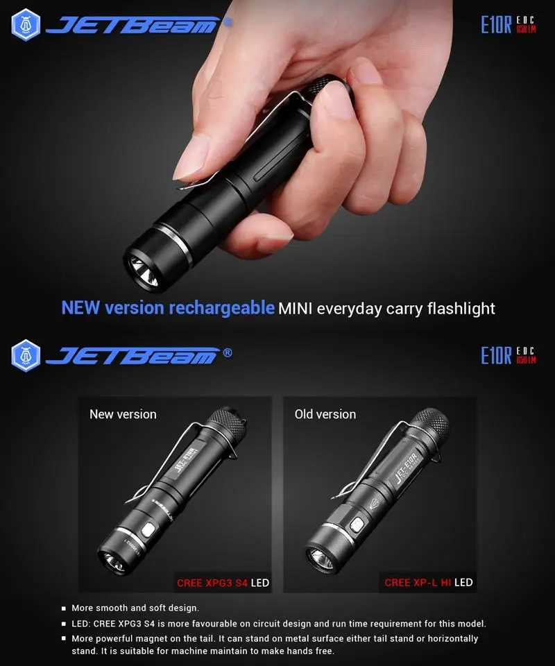 Jetbeam E10R XPG3 S4 650 люмен 4 режима USB Перезаряжаемый EDC светодиодный фонарик AA 14500 для кемпинга фонарь прожектор лампа