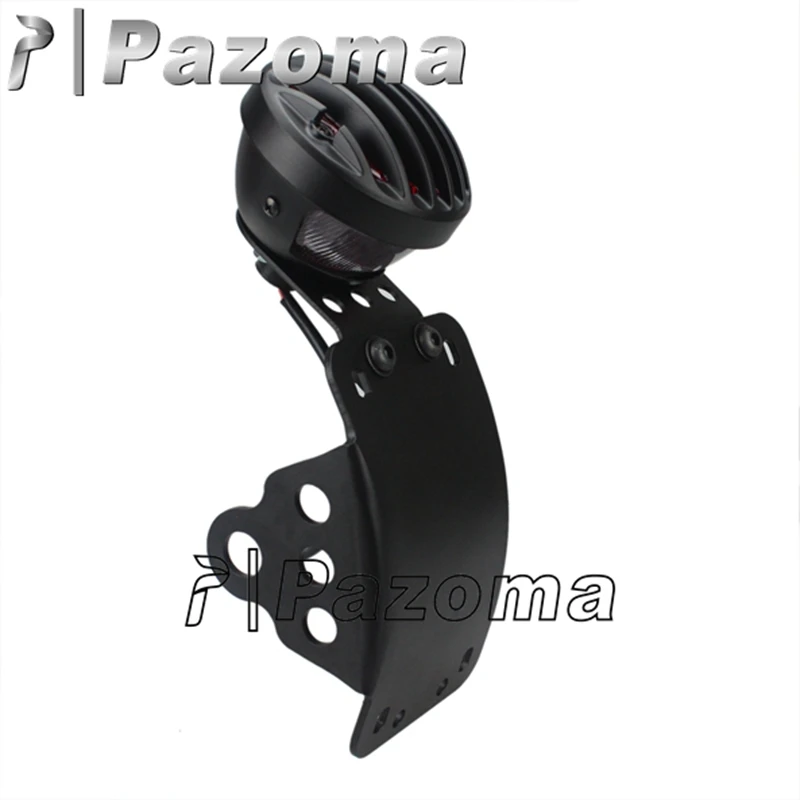 Motorcycle Side Mount License Plate Bracket Holder w/ 4&quot Round Grill Brake Tail Light For Harley Sportster Chopper Bobber SX650 |