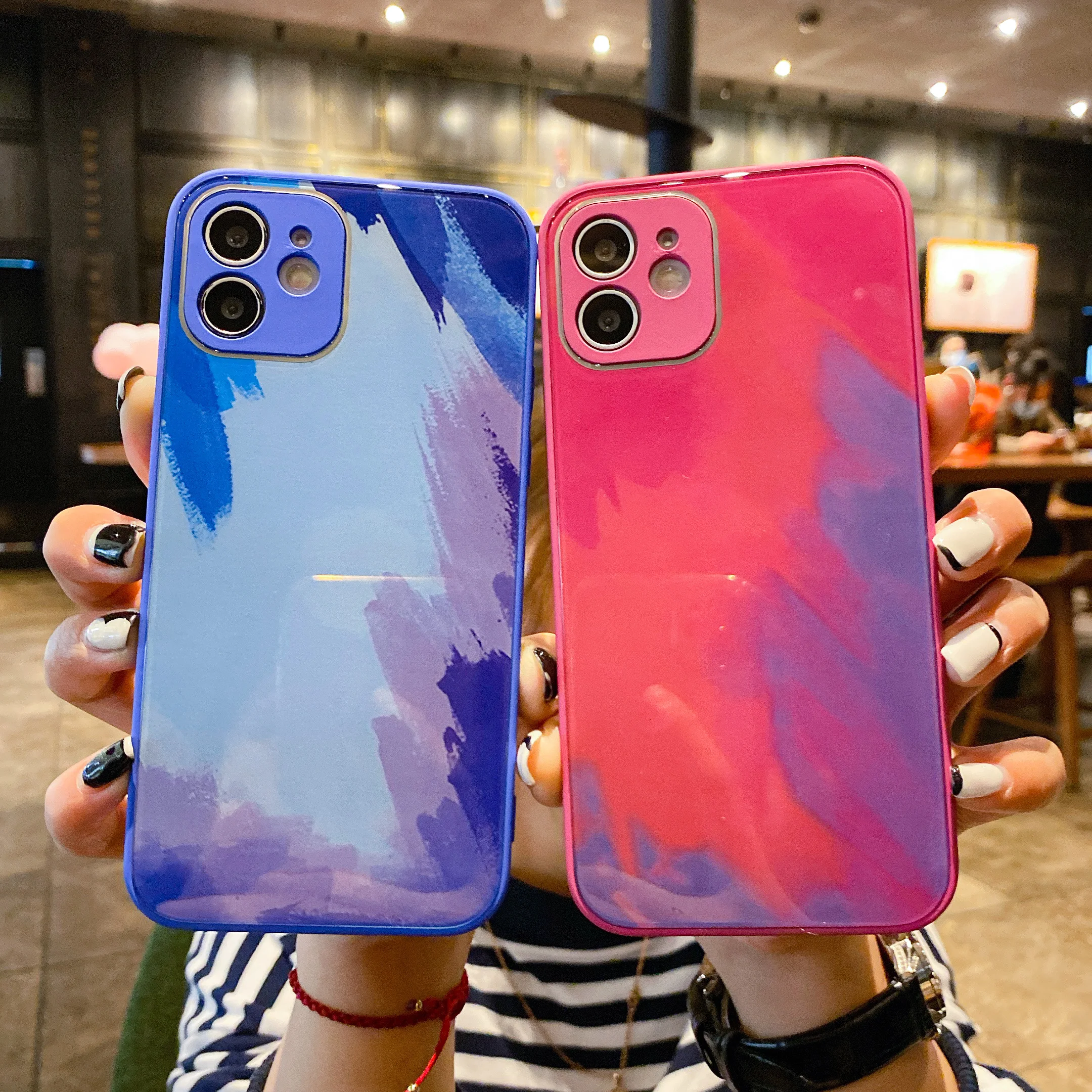 Чехол для телефона с квадратным закаленным стеклом iPhone 11 12 Pro XS Max Mini X XR 7 8 Plus SE2020