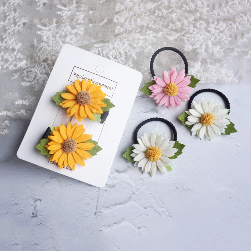 

2PCS New Cute Daisy Princess Hairpins Kids Elastic Hair Bands Baby Headdress Children Hair Ropes Girls Hair Accessories