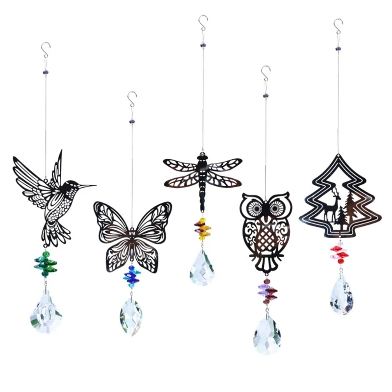 

Crystal Garden Suncatcher Butterfly Hummingbird Dragonfly Owl Christmas Tree Hanging Pendant Ornament Wind Chimes for Window