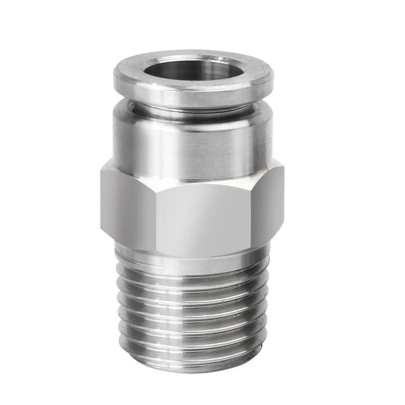 304 Stainless Steel Pneumatic Quick Connect PC Male Fittings High-pressure Gas Nozzle Tube Joint Component