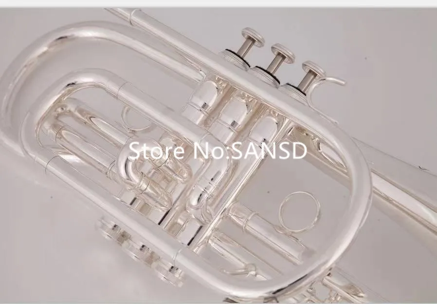 Профессиональный музыкальный инструмент с чехлом рог Bb посеребренный | Корнет