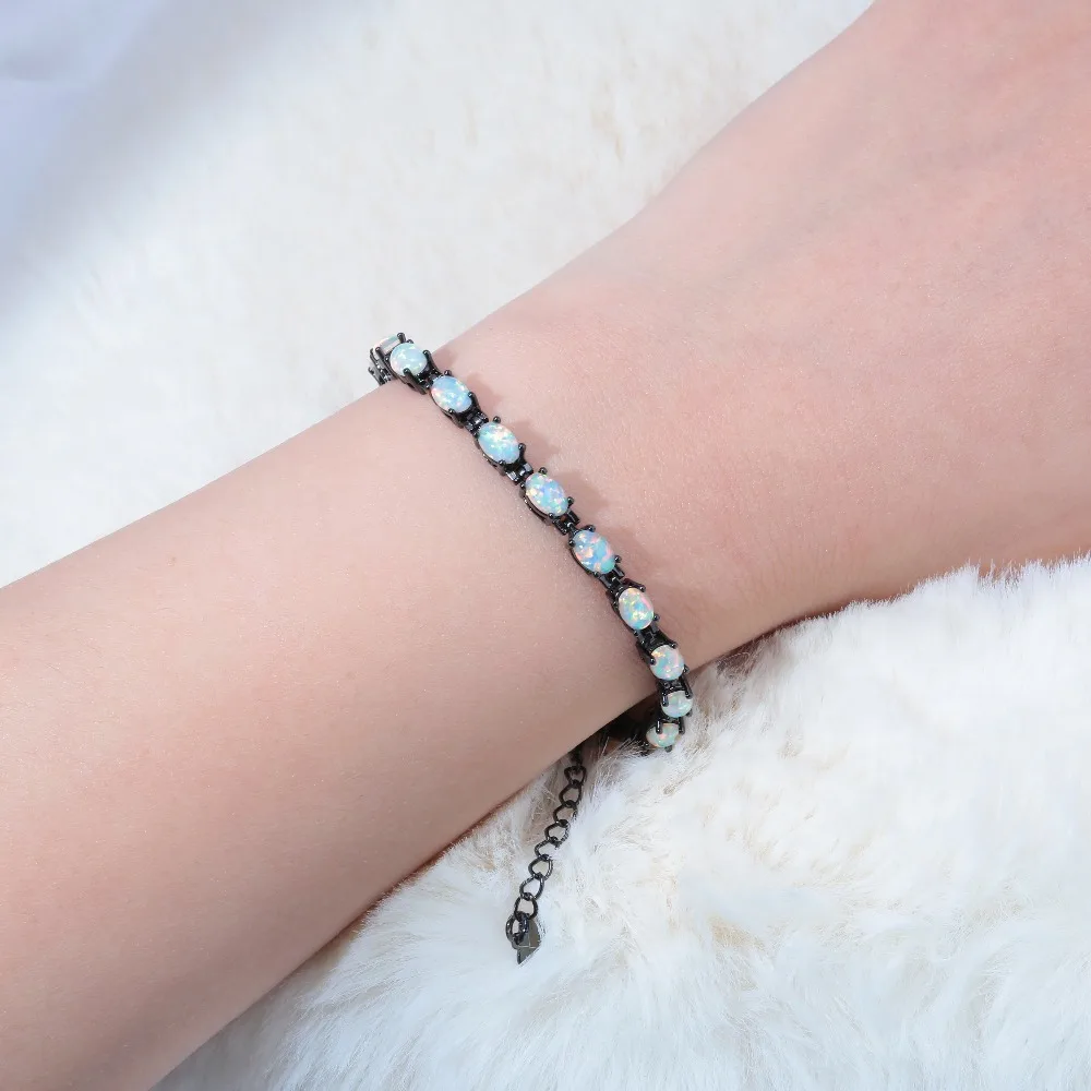 Женский теннисный браслет CiNily из белого синего розового огненного опала с