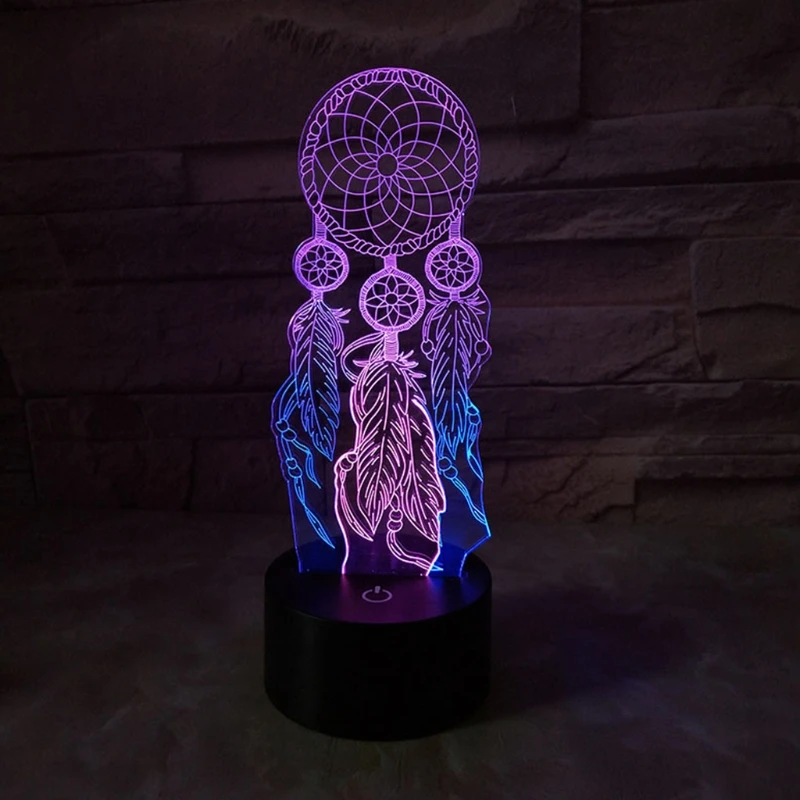 

Dream Catcher Pattern Visual 3D Night Light Creative LED Colorful Lamp Home Bar Club Decorative Desk Lamp for Bedroom Decor 28GF