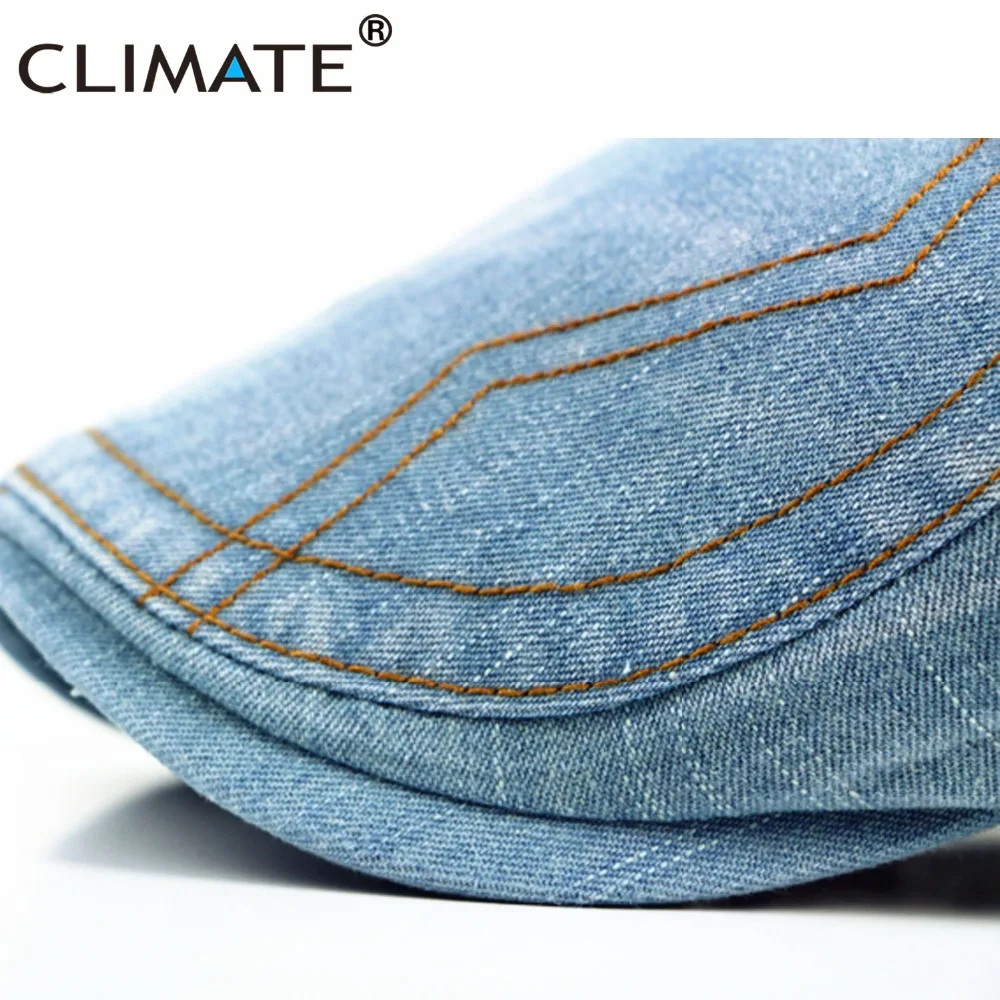 Кепка CLIMATE Denim плоская Мужская берет регулируемая шапка из хлопка и денима