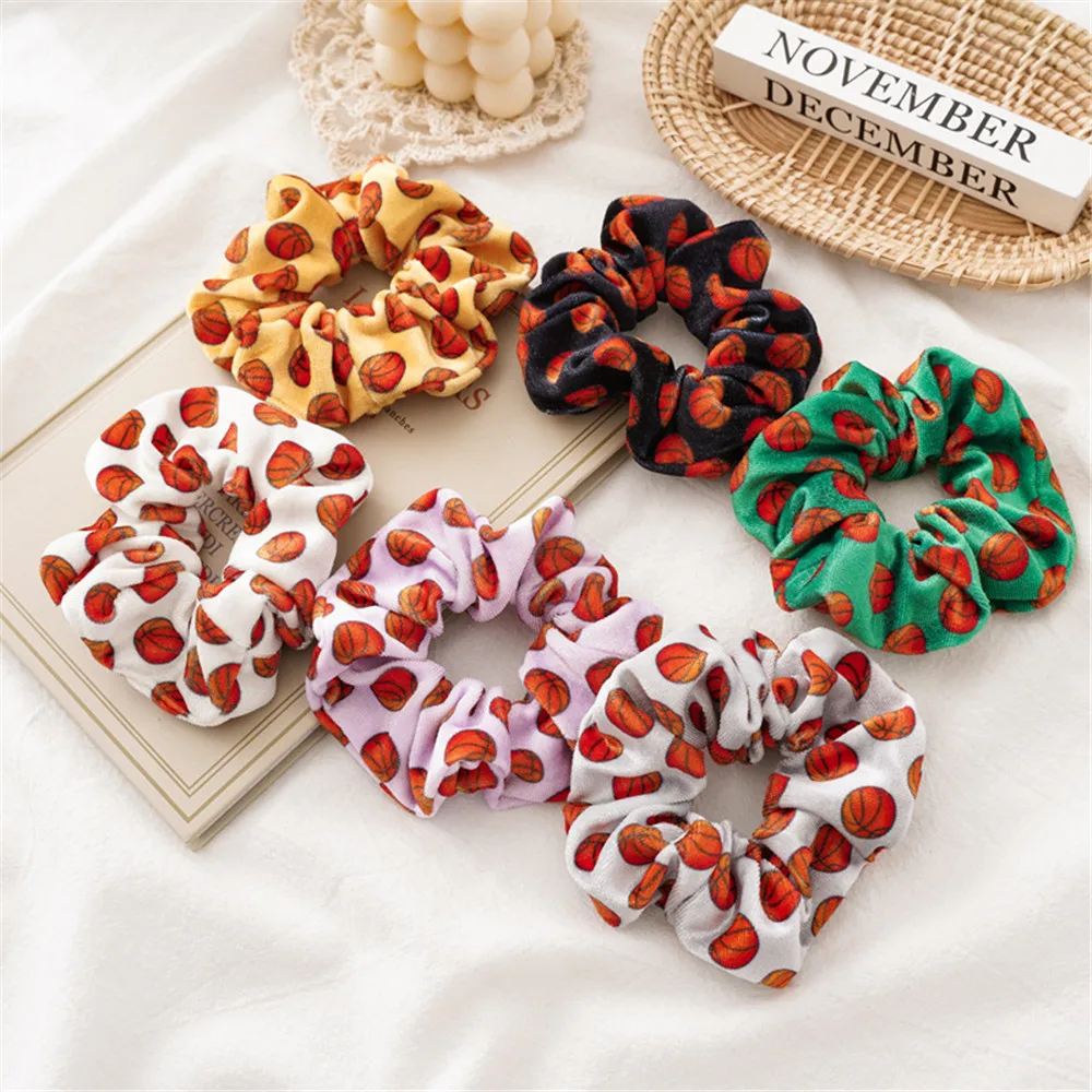 

Flannel Basketball Hair Scrunchies Women Hair Rope Soft Warm Velvet Hair Ring Xmas Ponytail Elastic Hair Bands Hair Accessories