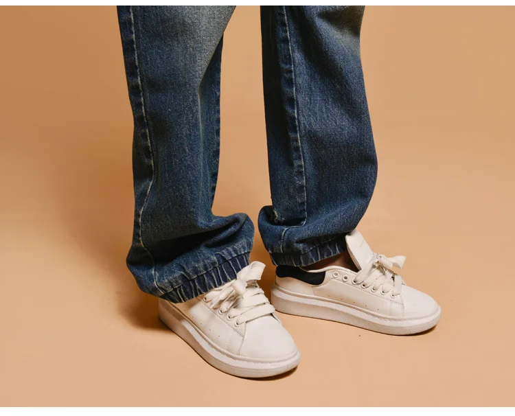 Hole cotton jeans autumn and winter Fashion casual plus size female women girls loose clothing
