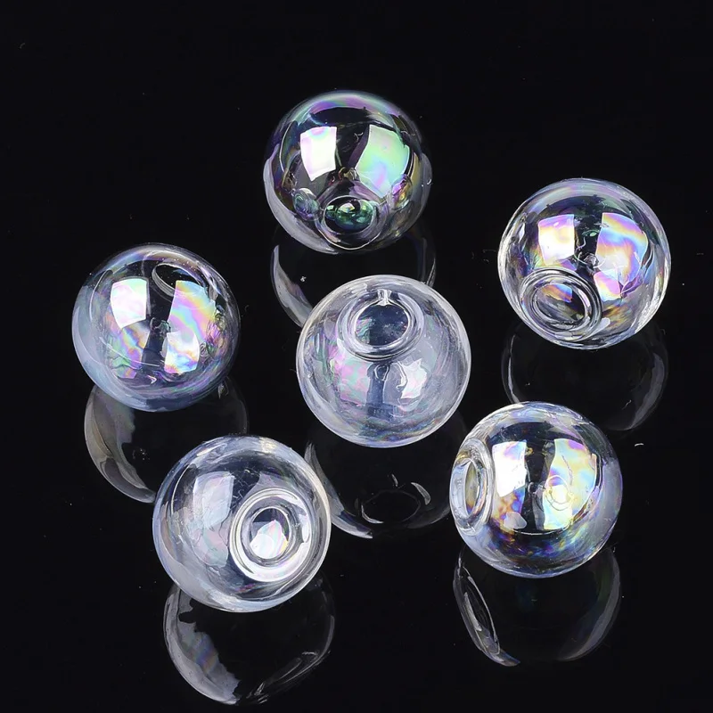 100pcs Round Handmade Blown Glass Globe Beads 14mm 16mm 18mm 20mm 25mm for Stud Earring Making or Decorate, Half Drilled F70