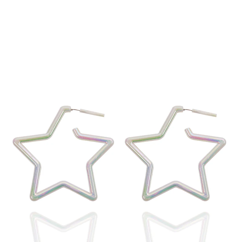 Акриловый обруч со звездочками серьги круги для женщин полые зеленые Ювелирные