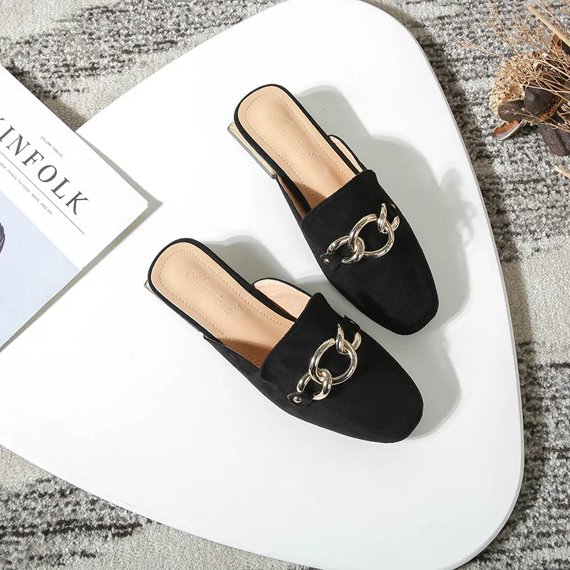 На плоской подошве Босоножки с открытой пяткой Женские сапоги высоким голенищем