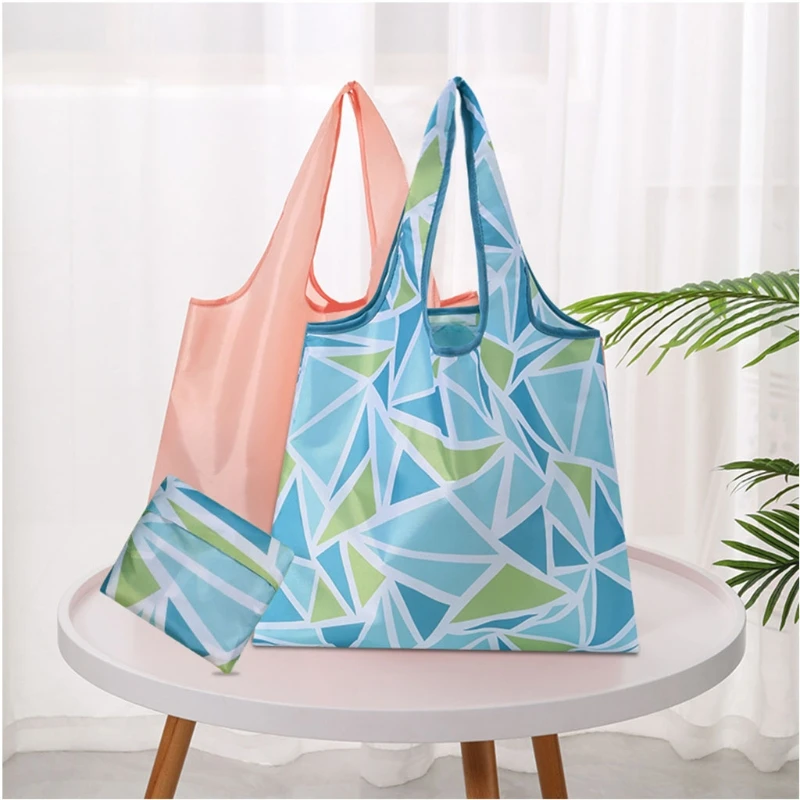 

Grocery Tote Foldable into Attached Pouch Ripstop Polyester Reusable Shopping Bags, Washable, Durable and Lightweight