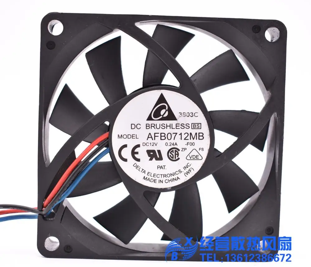 

Original Delta AFB0712MB 7015 70MM 70*70*15 Comptuter CPU Cooling fan 12V 0.24A with 3pin