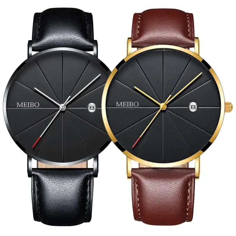 Часы наручные мужские ультратонкие модные спортивные с календарем креативные