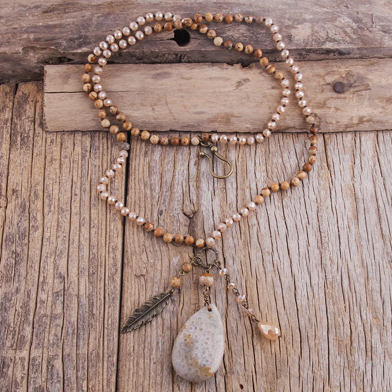 

Модное богемное ювелирное изделие MD, аксессуары, длинные натуральные камни с камнем, ожерелье с кисточкой и подвеской-кисточкой для женщин, ...