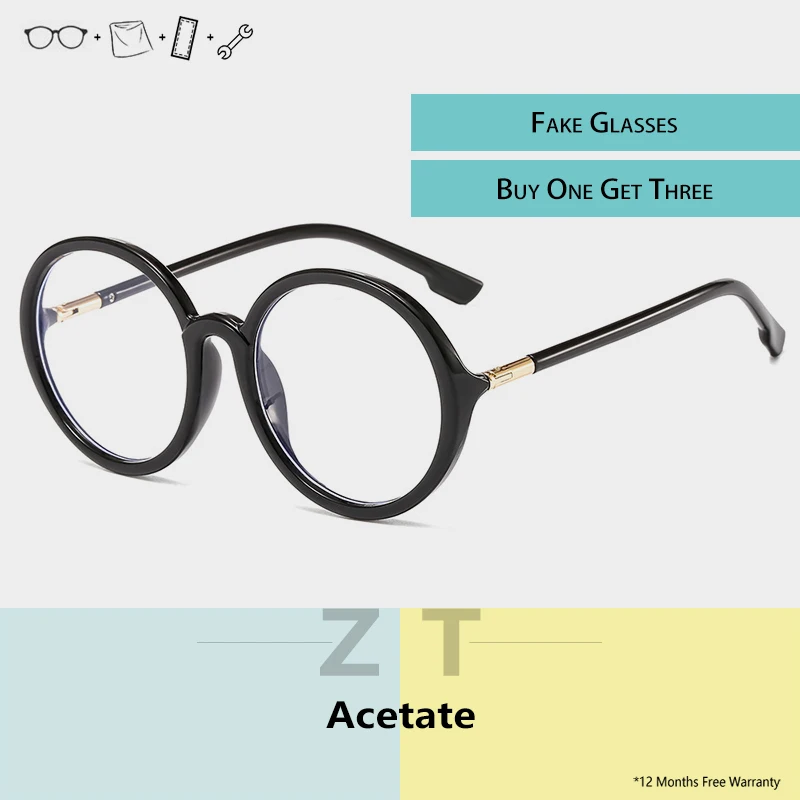 ZT прозрачные круглые очки в оправе женские Uv400 поддельные Lunette De Vue Femme против