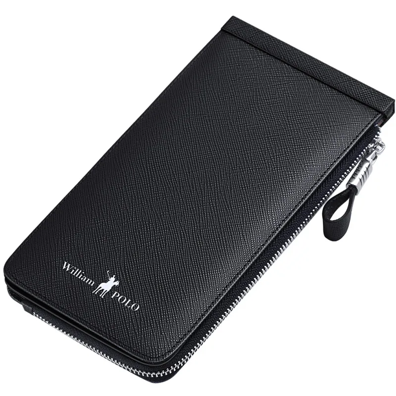 elegant black Новинка года. Стильный женский и мужской кошелек. Однотонный кошелек из натуральной кожи на молнии. Женский кошелек. Мини-кошелек для бизнес-телефона с отделением для карт - Цвет: elegant black