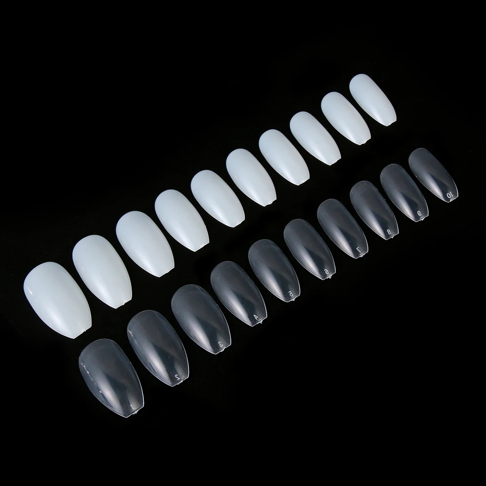 10 размеров эллипс Короткие Прозрачные натуральные французские накладные ногти с