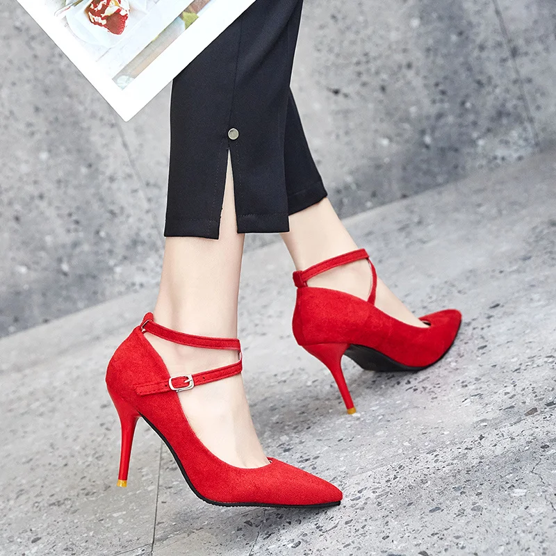 

New Fashion Women's Suede High Heels Sexy Bridal High Heels Classic Pointed Pump High Heels Women's Shoes Zapatos De Mujer