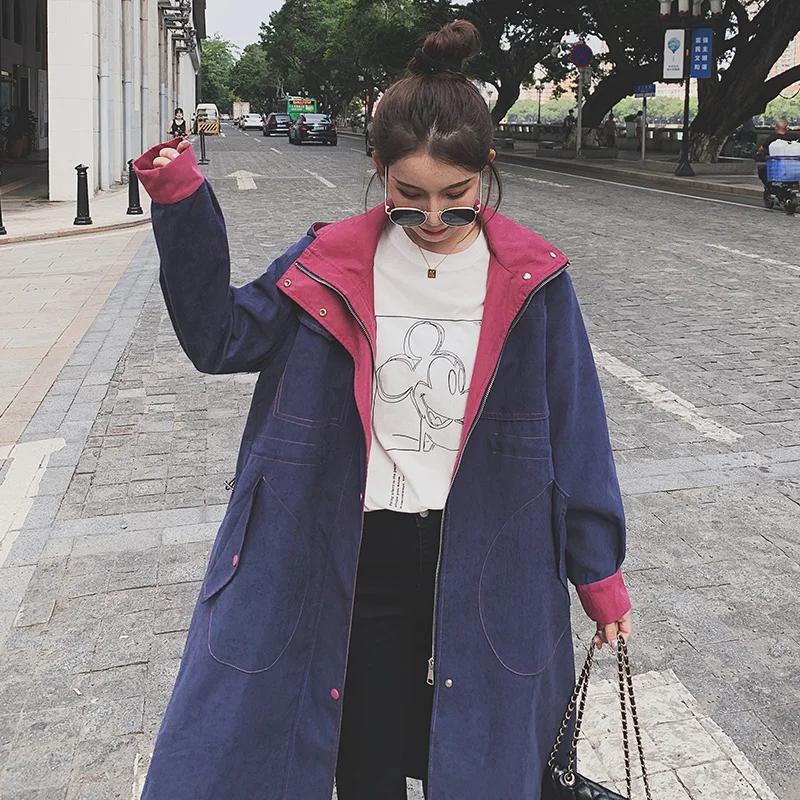 Женский плащ с капюшоном длинным рукавом на осень/зиму | Женская одежда