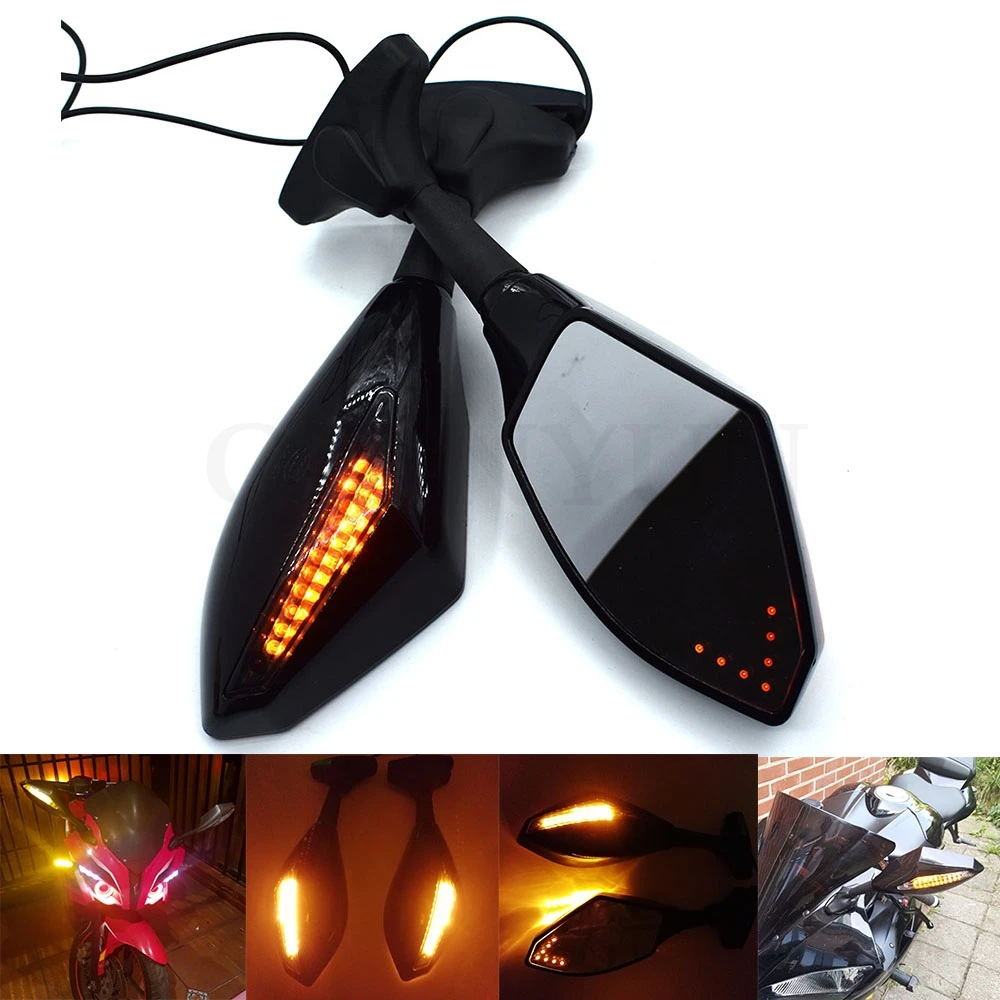 Универсальный мотоцикл заднего вида боковое Крыло зеркала w/Светодиодный