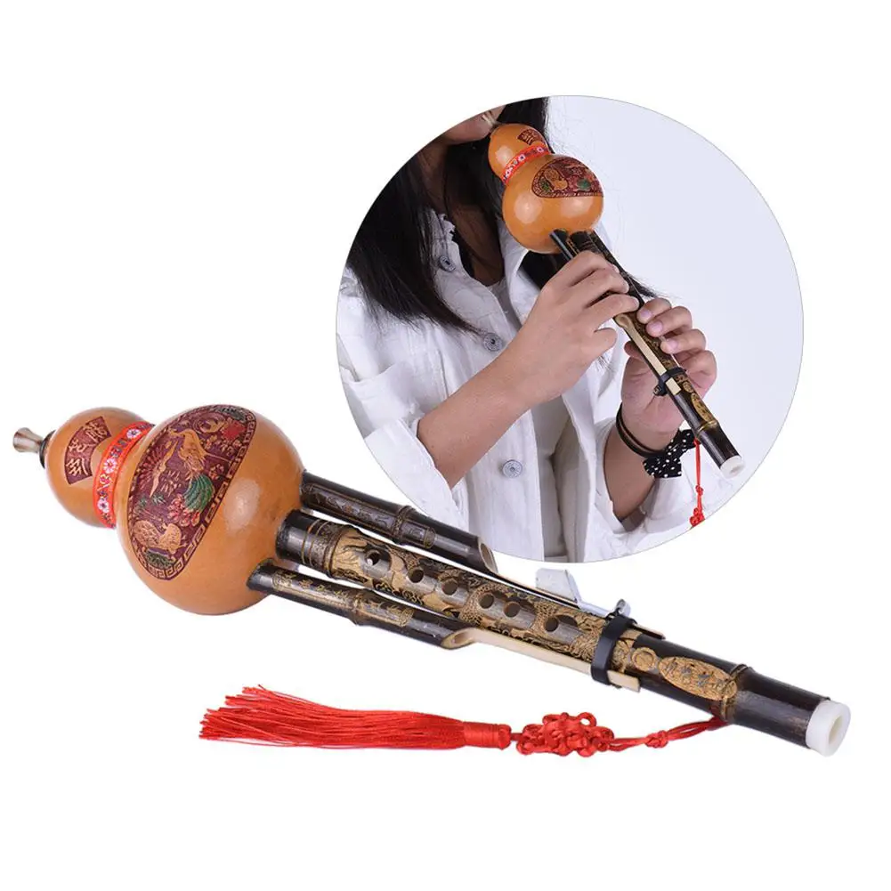Chinese Handmade Hulusi Gourd Cucurbit Flute Ethnic Musical Instrument C Key Bb Tone for Beginner Music Lovers Gift | Спорт и