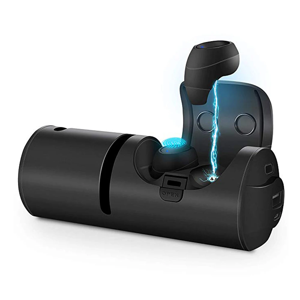 KAYINYUO, 9D, объемный звук, TWS, bluetooth наушники, 5,0, внешний аккумулятор, портативный динамик, 3 в 1, стерео, bluetooth гарнитура, беспроводная, спортивная - Цвет: Черный