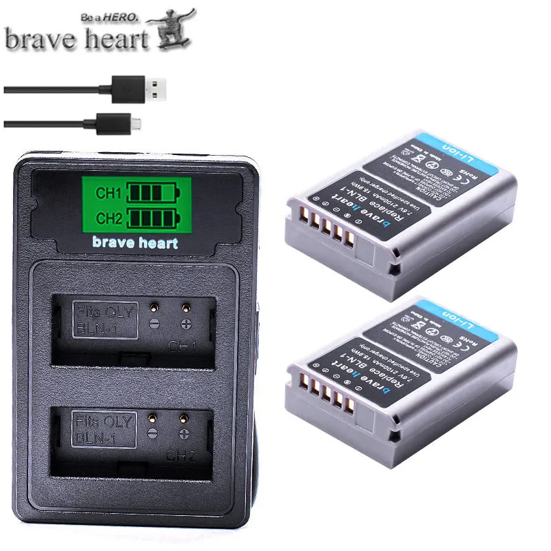 charger and 2battery Горячая Распродажа 2100 мА/ч, PS BLN-1 BLN1 PSBLN1 PS-BLN1 Li-Ion Батарея+ ЖК-дисплей двойной Зарядное устройство для цифровой камеры Olympus E-M5 OM-D E-M1 E-P5 Камера L10 - Цвет: charger and 2battery