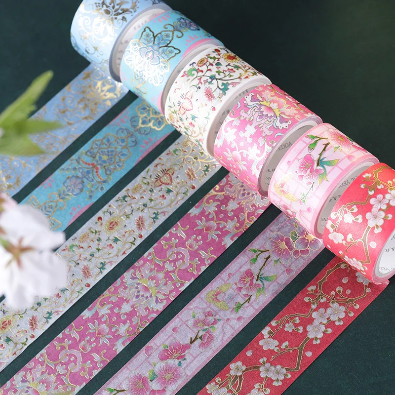 2.5cm*3m Chinese Traditional Flowers Gilding Washi Tapes Scrapbooking Diy  Masking Tape Decoration Stationery