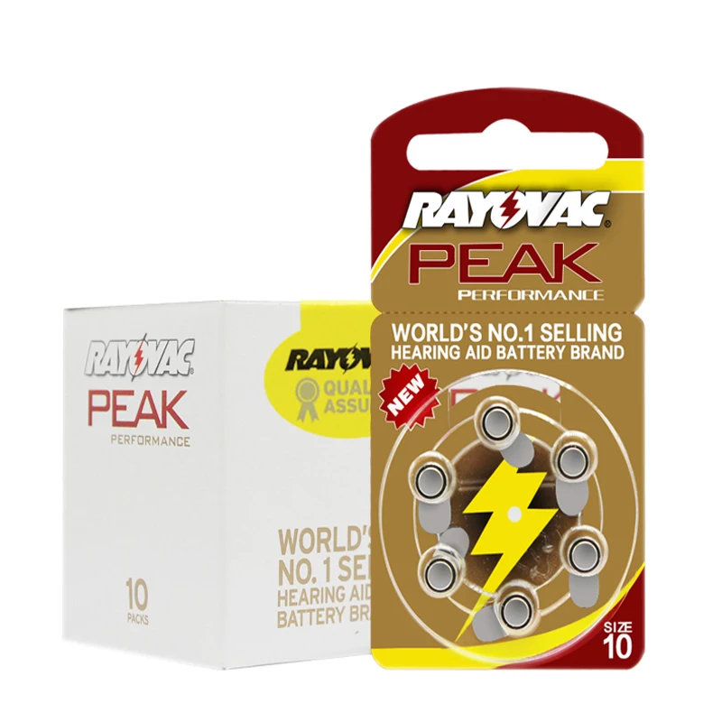 Батареи слухового аппарата 6 шт./1 карта RAYOVAC PEAK-A10/PR70/10 цинк воздушный аккумулятор 1,45 в размер диаметр 5,8 мм толщина 3,6 мм