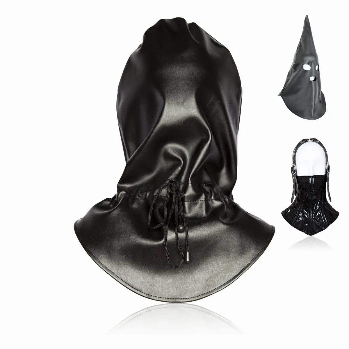 Sensory Deprivation Gimp Bandage Leather Mask Hood for Masquerade Halloween Mardi Gras Alien Supper Hero Easter Nightclub Party