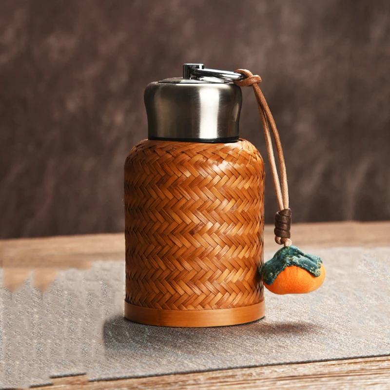 

Luxury Japanese Thermos Pot Tea Coffee Funny Creative Little Water Bottle Bamboo Weaving Original Garrafa Termica Thermal Mug