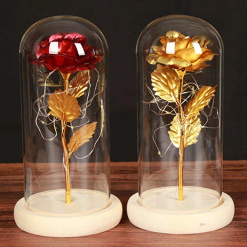 

Hot LED Rose Eternal Flower with Fairy String Lights in Dome for Wedding Valentine's Day Gift