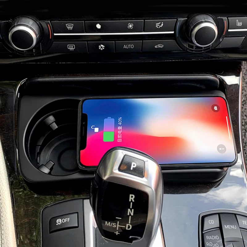 

15W fast phone charger car QI wireless charger charging pad panel phone holder for BMW F10 F11 F18 530 525 5 Series 2010-2016