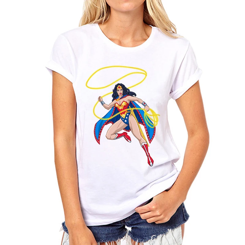 Женская футболка с 3D принтом Wonder Woman Повседневная Базовая для девочек N5 12 новинка