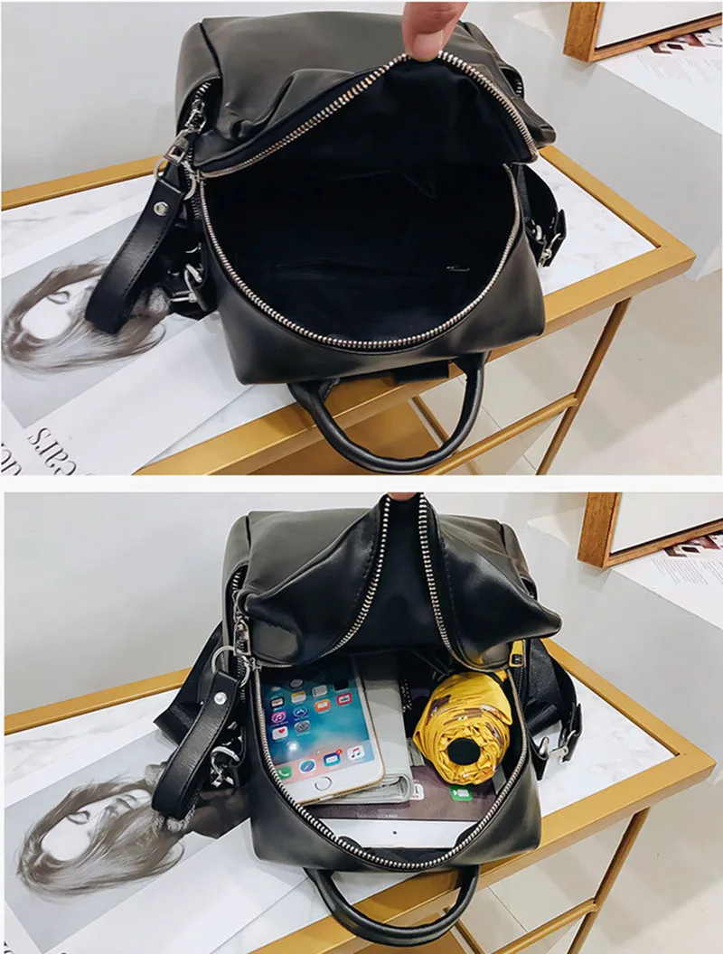 

Fashion Rivet Leather Backpack Women Shoulder Bag Bagpack Travel Backpacks For School Teenagers Girls Back Pack Mochila Feminina