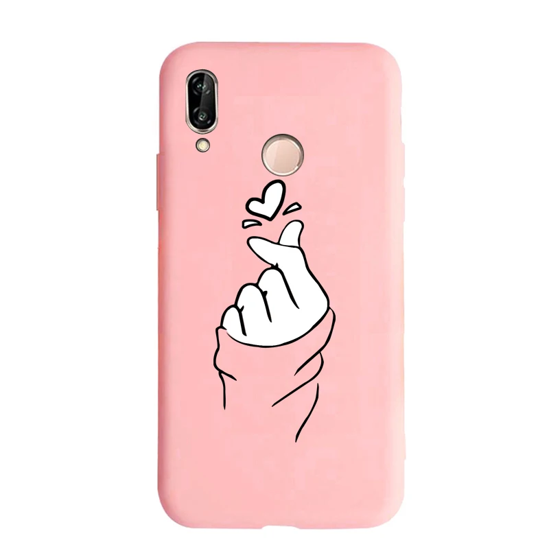 B20 pink case Силиконовый чехол для huawei Honor 20 10 8 9 Lite Pro 8X 8A 8S Чехол P20 P30 Lite Pro P smart mate 20 lite Coque Love Simple - Цвет: B20 pink case
