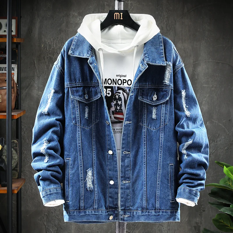 

Jeans Jacket Men Denim Jackets Fashion Cotton Jeans Men's Loose Outsidewear Spring Korean Vintage Men Coats Homme Streetwear New