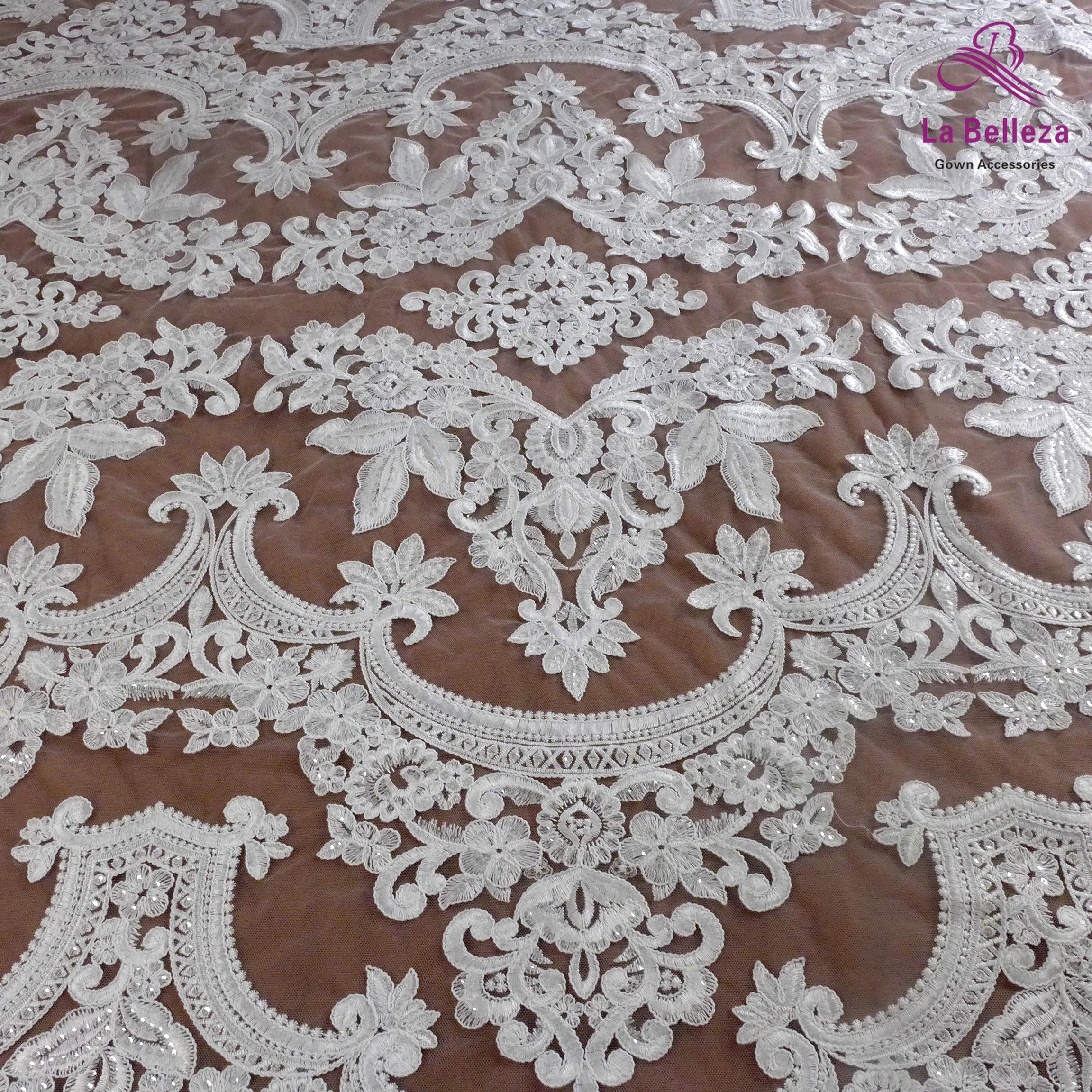 Высококачественная белая кружевная ткань с блестками для свадебного/вечернего